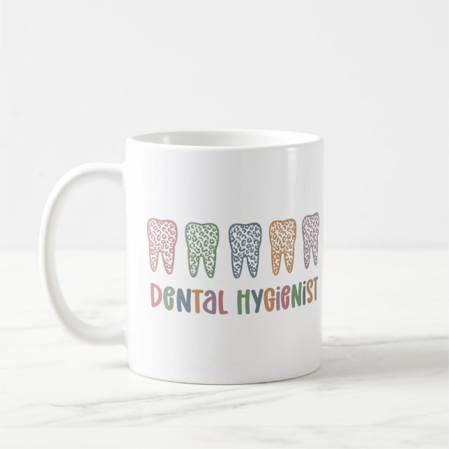 Dental Hygienist | RDH Dentist Leopard teeth gifts Coffee Mug (Left)