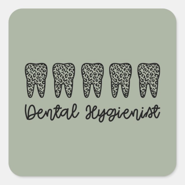 Dental Hygienist | RDH Dentist leopard teeth gifts Square Sticker (Front)