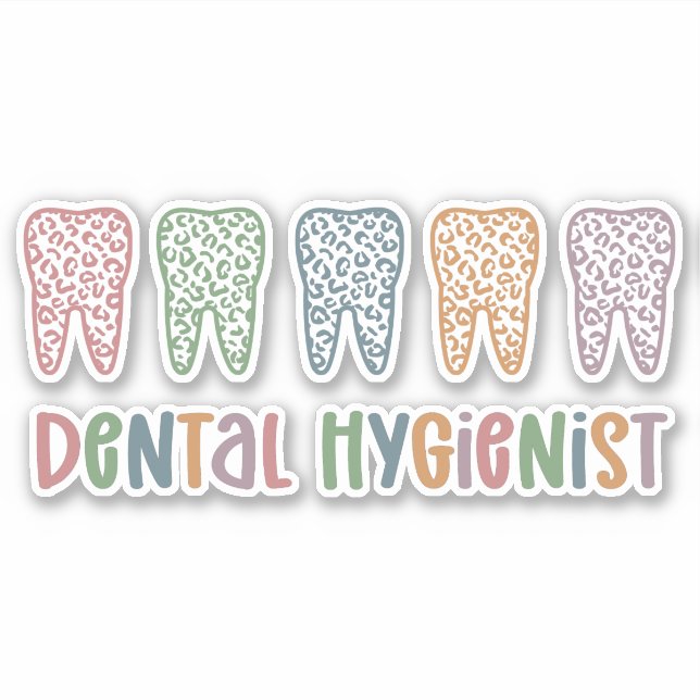 Dental Hygienist | RDH Dentist Leopard teeth gifts Sticker (Front)