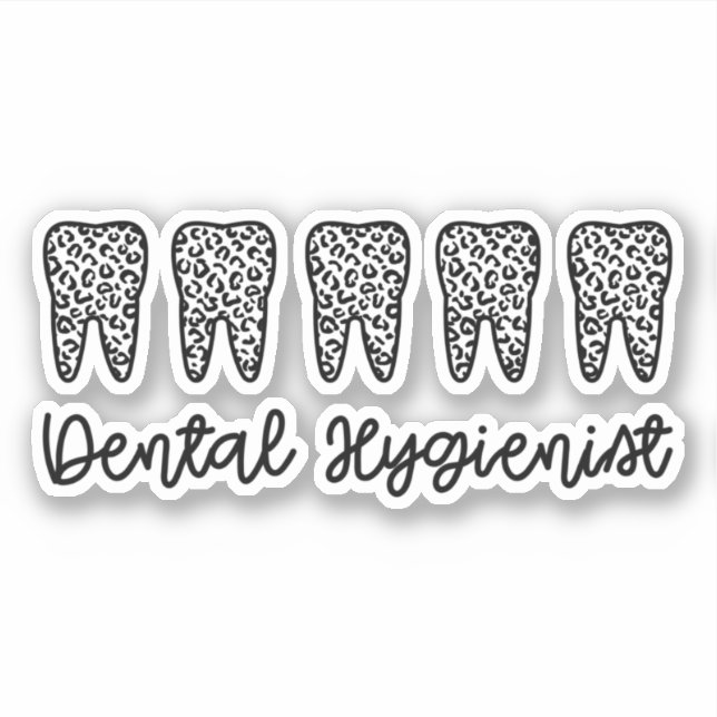Dental Hygienist | RDH Dentist leopard teeth gifts Sticker (Front)