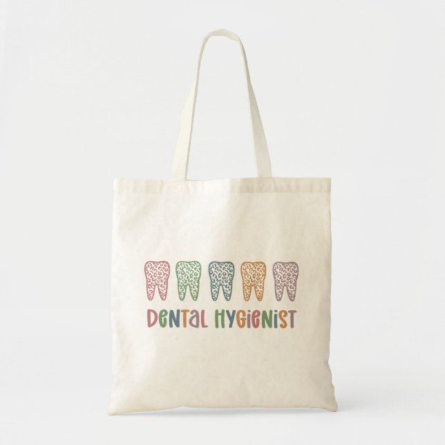 Dental Hygienist | RDH Dentist Leopard teeth Tote Bag (Front)