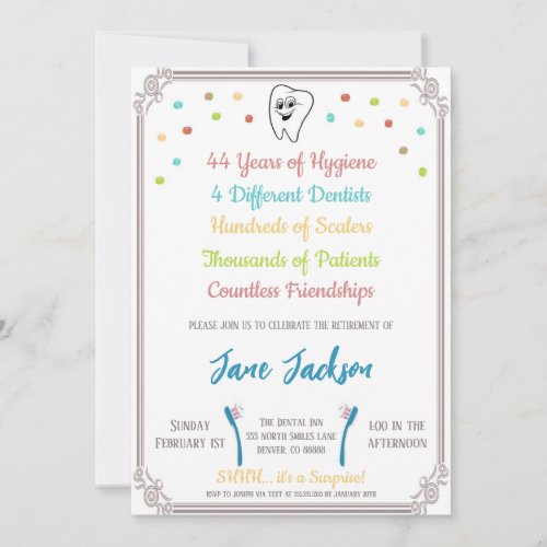 Dental Hygienist Retirement Celebration invitation