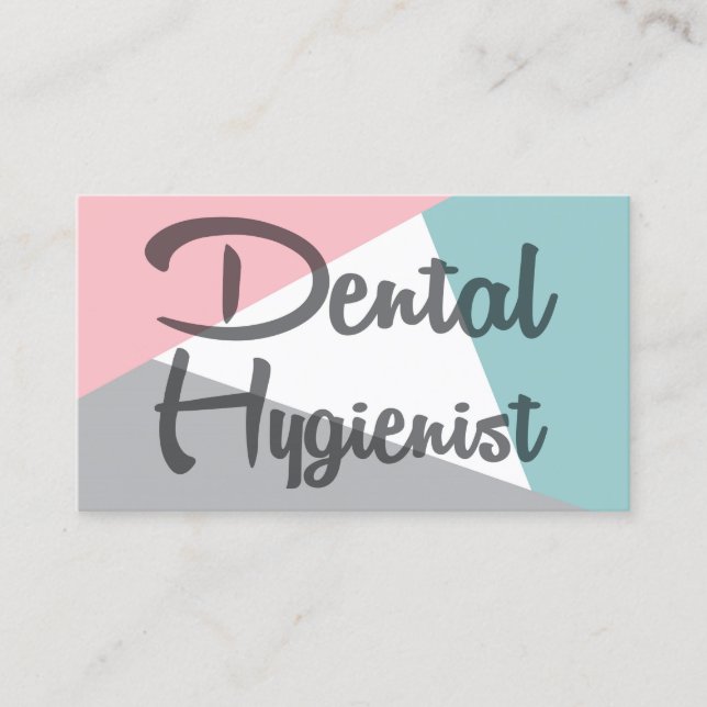 Dental Hygienist - Retro Dental Pink Mint Gray Business Card (Front)