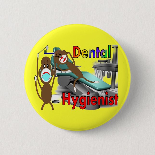Dental Hygienist Sock Monkey Gifts Button (Front)