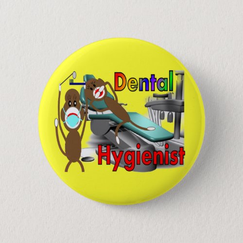 Dental Hygienist Sock Monkey Gifts Button
