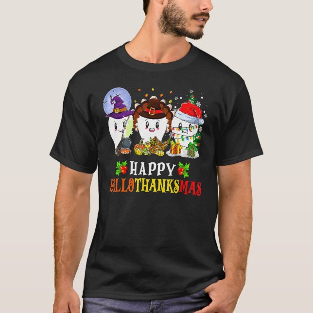 Dental Hygienists Halloween Thanksgiving Xmas Hall T-Shirt (Front)