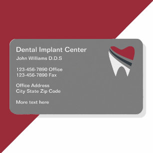 Dental Implant Appointment Reminder Business Cards