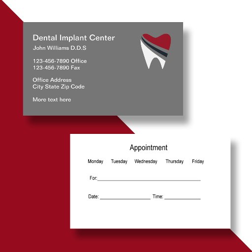 Customizable Dental Implant Appointment Reminder Business Cards