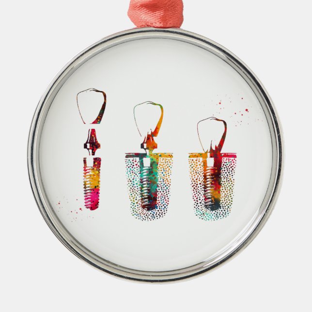 Dental implant procedure metal ornament (Front)