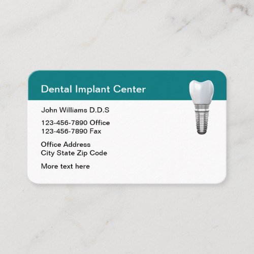 Dental Implant Theme Appointment Business Cards