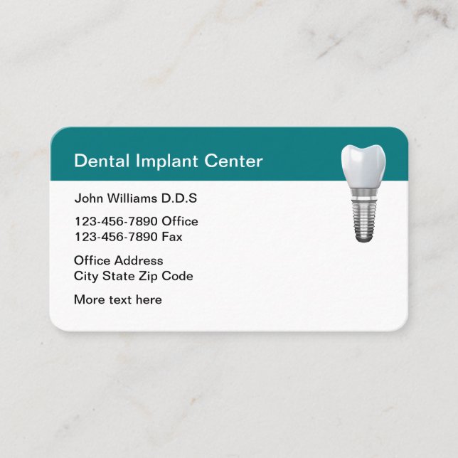 Dental Implant Theme Appointment Business Cards (Front)