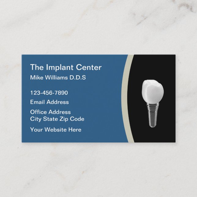 Dental Implants Dental Center Business Card (Front)