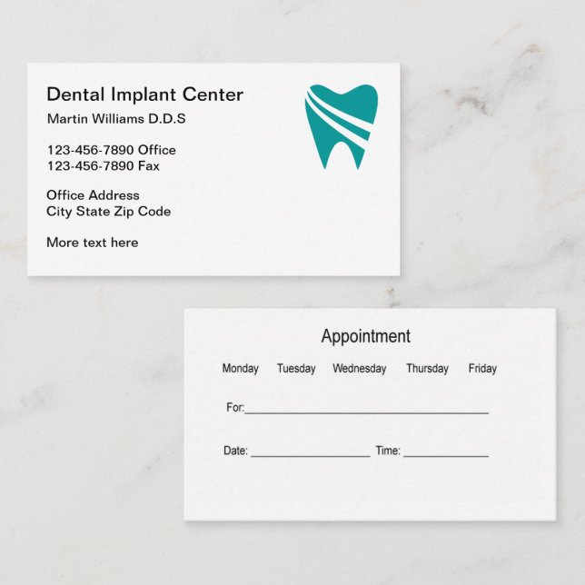 Dental Implants Logo Appointment Business Cards (Front/Back)