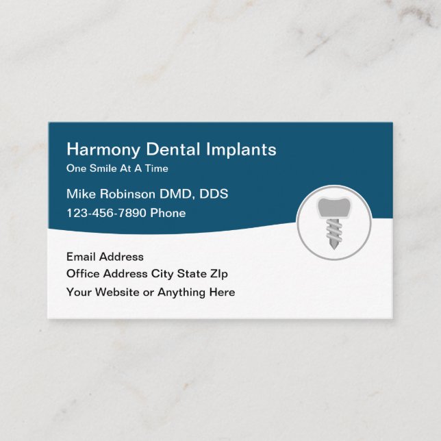 Dental Implants Periodontist Dentist Business Card (Front)