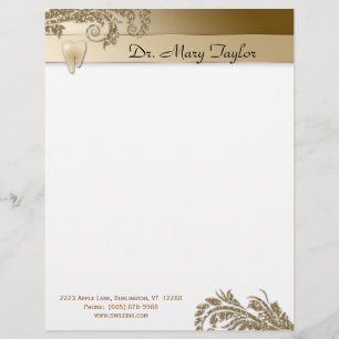 Dental Letterhead Molar Stationery Gold Leaves