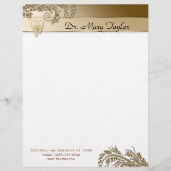 Dental Letterhead Molar Stationery Gold Leaves by DentalBusinessCards at Zazzle