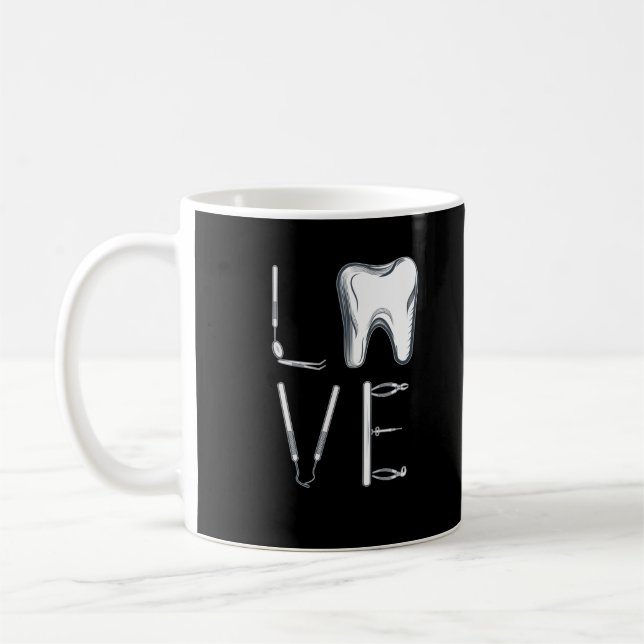 Dental Love Dentistry Tools Dentist Coffee Mug (Left)