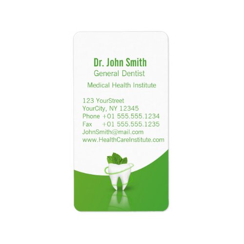 Dental Medical Mint Leaf Tooth _ Address Label