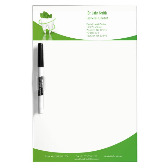 Dental Medical Mint Leaf Tooth - Dry Erase Board (Front)