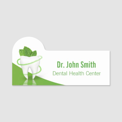 Dental Medical Mint Leaf Tooth Name Tag