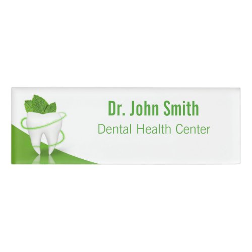 Dental Medical Mint Leaf Tooth _ Name Tag