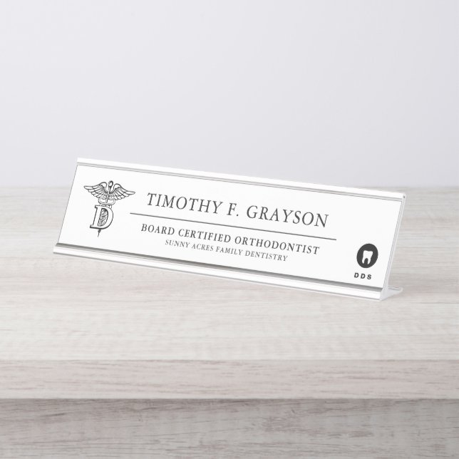 Dental Medicine Professional Personalized Desk Name Plate (Front)