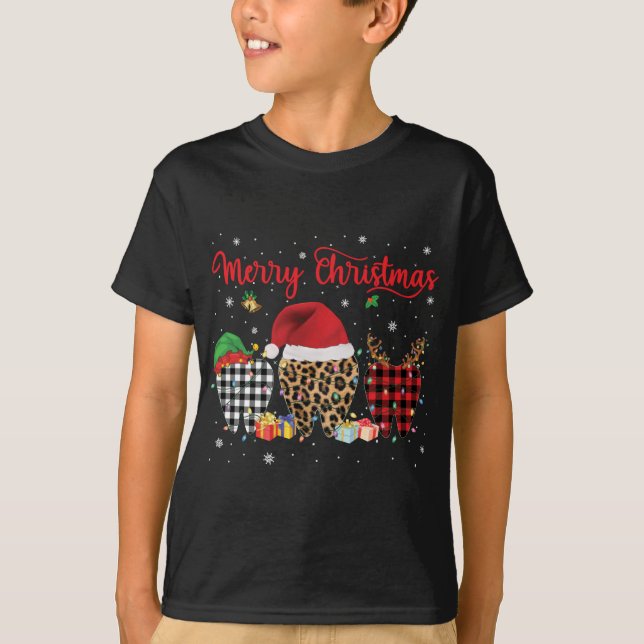 Dental Merry Christmas Santa Hat Pajama Funny Dent T-Shirt (Front)