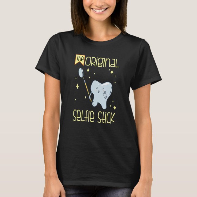 Dental Mirror Cute Tooth Selfie Stick Whitening De T-Shirt (Front)