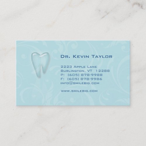 Dental Molar Business Card Baby Blue swirls