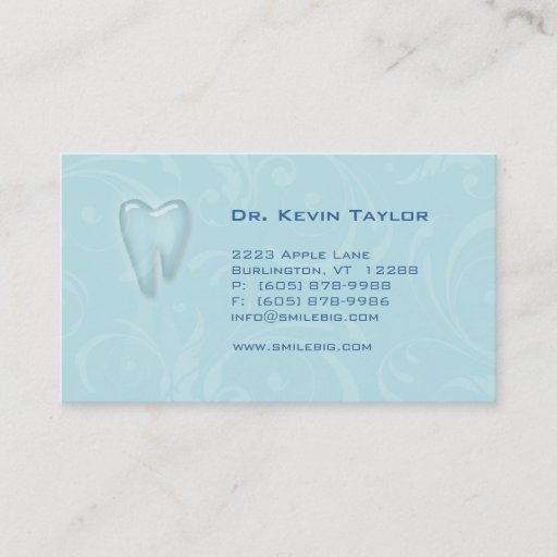 Customizable Dental Molar Business Card Baby Blue swirls