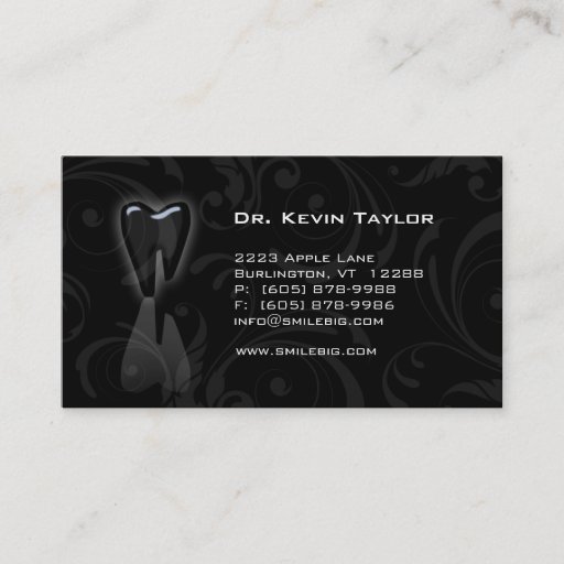 Customizable Dental Molar Business Card Black White swirls