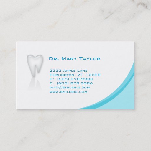 Customizable Dental Molar Business Card Blue curve
