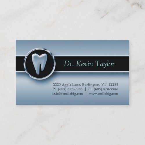 Dental Molar Business Card Blue Metallic