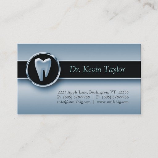 Customizable Dental Molar Business Card Blue Metallic