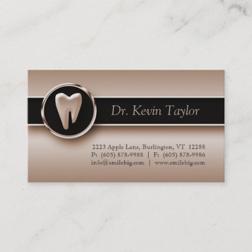 Dental Molar Business Card Bronze Metallic