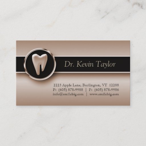 Customizable Dental Molar Business Card Bronze Metallic