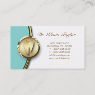 Dental Molar Business Card Gold Cream Blue 2