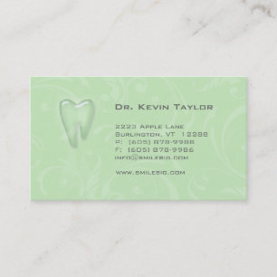 Dental Molar Business Card Mint Green swirls