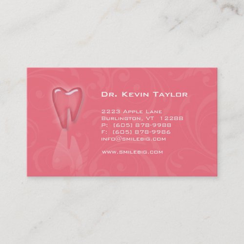 Dental Molar Business Card Peach Pink swirls