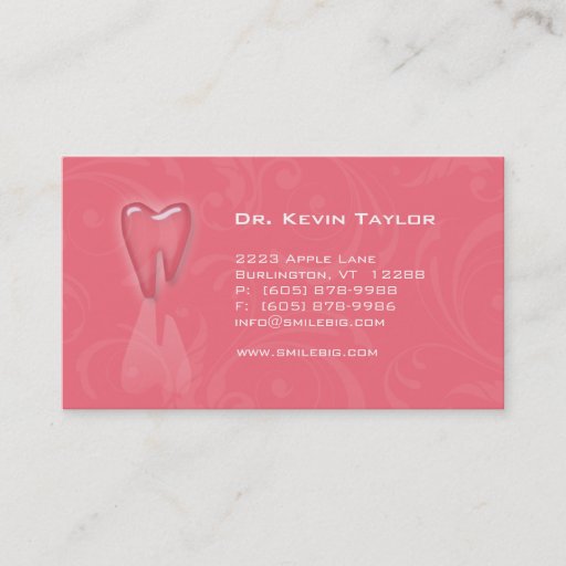 Customizable Dental Molar Business Card Peach Pink swirls