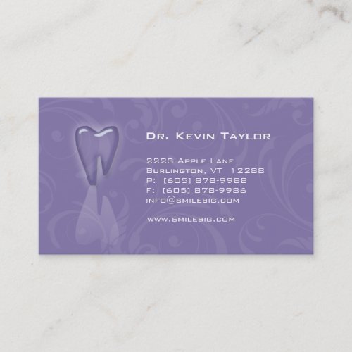 Dental Molar Business Card Purple mauve swirls