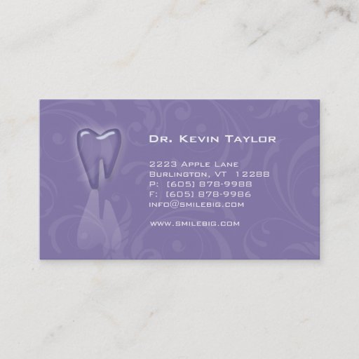 Customizable Dental Molar Business Card Purple mauve swirls