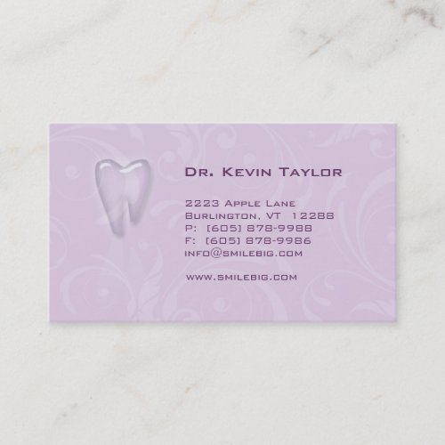 Dental Molar Business Card Violet Purple swirls