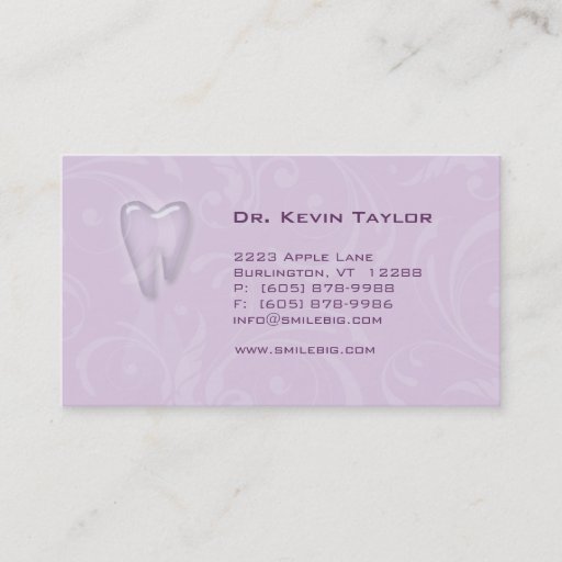 Customizable Dental Molar Business Card Violet Purple swirls