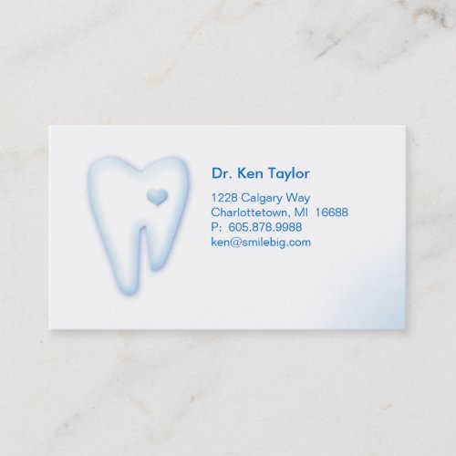 Dental Molar Heart Logo Business Card Blue 2