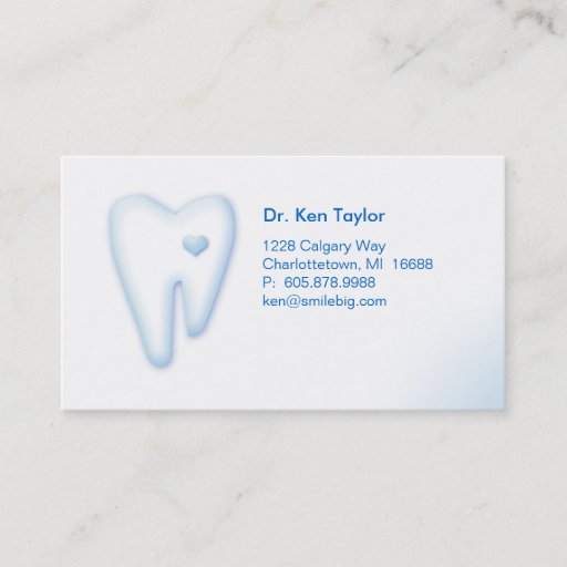 Customizable Dental Molar Heart Logo Business Card Blue 2