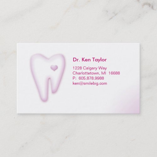 Dental Molar Heart Logo Business Card Pink 2