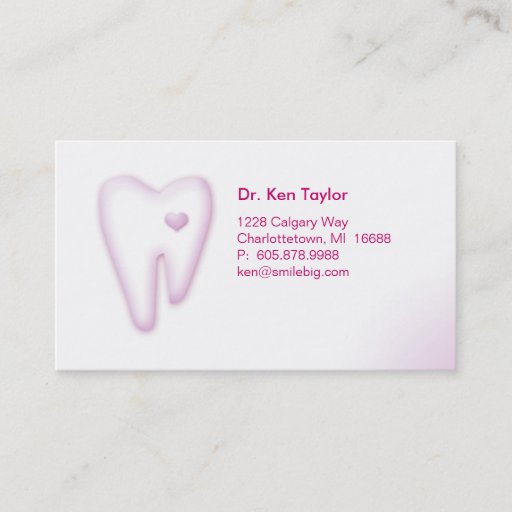 Customizable Dental Molar Heart Logo Business Card Pink 2