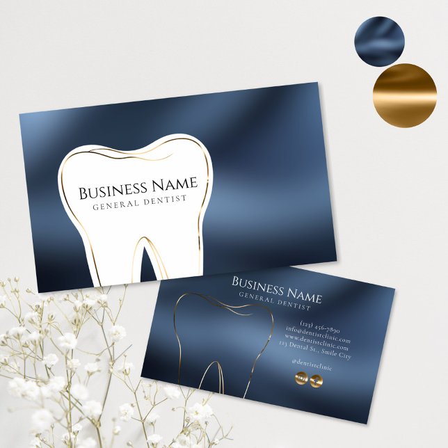 Dental Navy & Gold Business Card Design (Creator Uploaded)