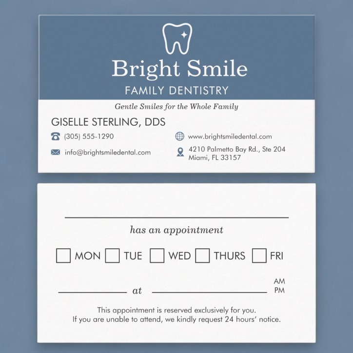Dental Office Appointment Reminder Business Card